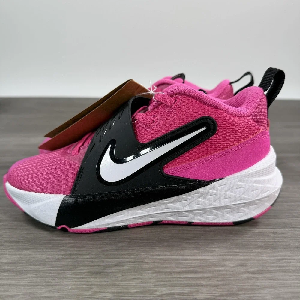Nike Team Hustle D 12 Shoes Kids Size 1Y Pink Basketball Sneakers HF6280-600